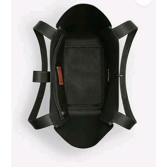 NWT COACH Hadley SUEDE Army Green Olive/ Gunmetal Leather Turnlock Tote Shoulder - Picture 4 of 6